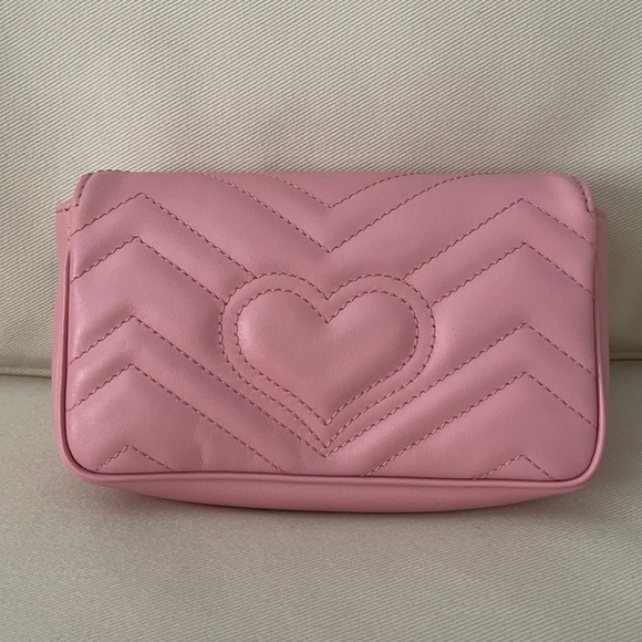 SOLD❗️GUCCI GG Marmont Matelassé Leather Super Mini Bag, Pink - Picture 7 of 16